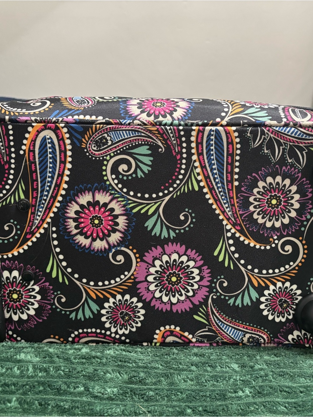 Vera Bradley Black Paisley Floral Travel Duffel with Pink & Teal Accents - Picture 3 of 5